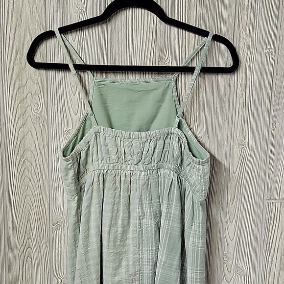 American Eagle Outfitters Green Seersucker Patchwork Mini Dress Womens M NWT - Picture 5 of 12